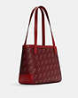 COACH®,TOTE 27 WITH HORSE AND CARRIAGE DOT PRINT,Canvas/Smooth Leather,Medium,Gold/1941 Red,Angle View