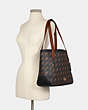 COACH®,TOTE WITH HORSE AND CARRIAGE DOT PRINT,Canvas/Smooth Leather,Large,Gold/Black,Alternate View