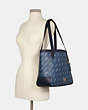 COACH®,TOTE WITH HORSE AND CARRIAGE DOT PRINT,Canvas/Smooth Leather,Large,Gold/Denim,Alternate View