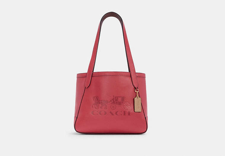 COACH®,TOTE 27 WITH HORSE AND CARRIAGE,n/a,Medium,Gold/Poppy/Vintage Mauve,Front View