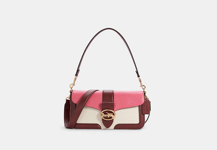 COACH®,GEORGIE SHOULDER BAG IN COLORBLOCK,n/a,Small,Gold/Chalk/Confetti Pink Multi,Front View