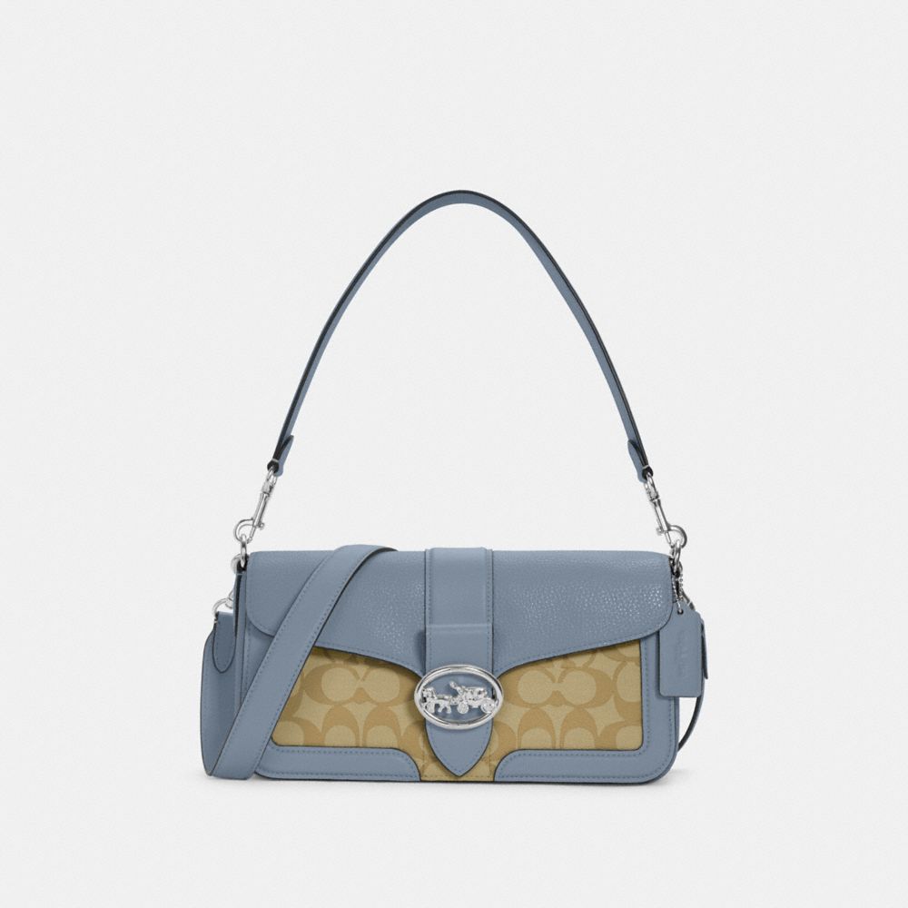 COACH GEORGIE SHOULDER BAG SIGNATURE CANVAS C4067 IN SILVER/LIGHT KHAK –  eatsleepshop