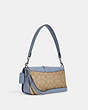 COACH®,GEORGIE SHOULDER BAG IN SIGNATURE CANVAS,Signature Coated Canvas/Smooth Leather/Pebble Leather,Small,Silver/Light Khaki/Marble Blue,Angle View