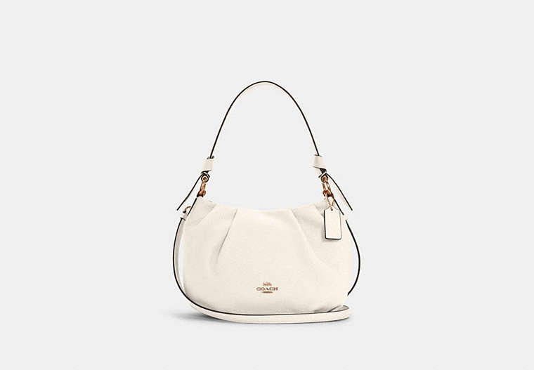 COACH®,EVERLY SHOULDER BAG,Pebble Leather,Medium,Gold/Chalk,Front View