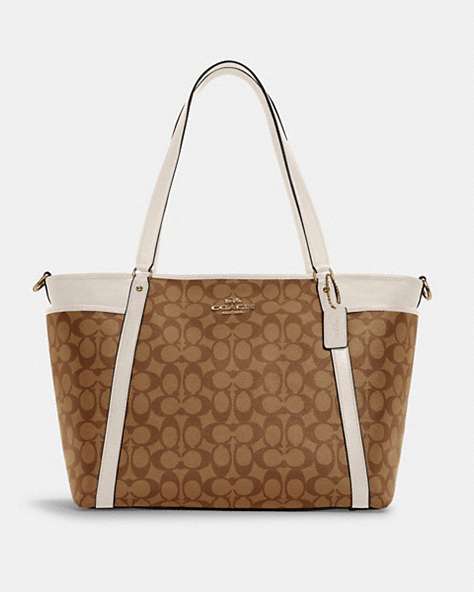 COACH®,BABY BAG IN SIGNATURE CANVAS,Canvas/Smooth Leather,Gold/Khaki/Chalk,Front View