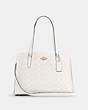 COACH®,TATUM CARRYALL IN SIGNATURE CANVAS,Signature Coated Canvas/Smooth Leather,Large,Gold/Chalk/Glacierwhite,Front View