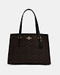 COACH®,TATUM CARRYALL 40 IN SIGNATURE CANVAS,n/a,X-Large,Gold/Brown Black,Front View