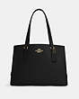 COACH®,TATUM CARRYALL 40,Crossgrain Leather,X-Large,Gold/Black True Red,Front View