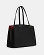 COACH®,TATUM CARRYALL 40,Crossgrain Leather,X-Large,Gold/Black True Red,Angle View