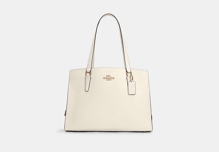 COACH®,TATUM CARRYALL 40,Crossgrain Leather,X-Large,Gold/Chalk Light Saddle,Front View