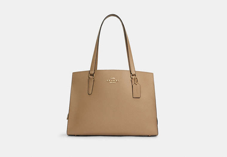 COACH®,TATUM CARRYALL 40,X-Large,Gold/Taupe Oxblood,Front View