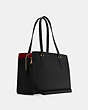 COACH®,TATUM CARRYALL,Crossgrain Leather,Gold/Black True Red,Angle View