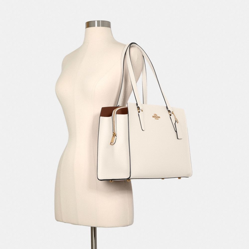 COACH®,Tatum Carryall,Lining Lining Fabric Content,Leather,Tote,Logo,Metal,Gusset,Gold Metal,Work,,Alternate View