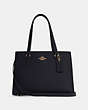 COACH®,TATUM CARRYALL,Crossgrain Leather,Large,Gold/Midnight Oxblood,Front View