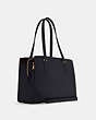COACH®,TATUM CARRYALL,Crossgrain Leather,Large,Gold/Midnight Oxblood,Angle View