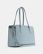 COACH®,TATUM CARRYALL,Crossgrain Leather,Large,Silver/Powder Blue,Angle View