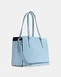 COACH®,TATUM CARRYALL,Crossgrain Leather,Large,Silver/Waterfall/Midnight,Angle View