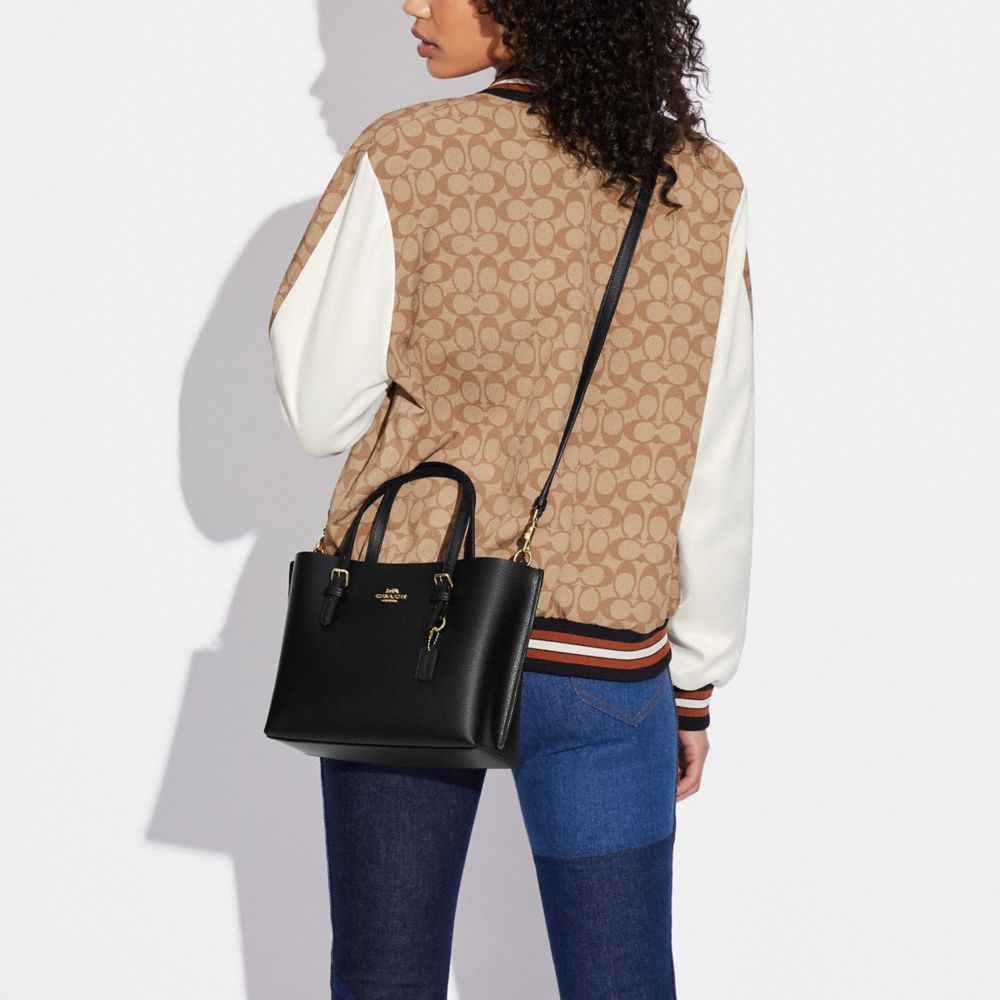 COACH®,Mollie Tote Bag 25,Leather,Crossbody,Belt,Gold Metal,Casual,Black,Detail View