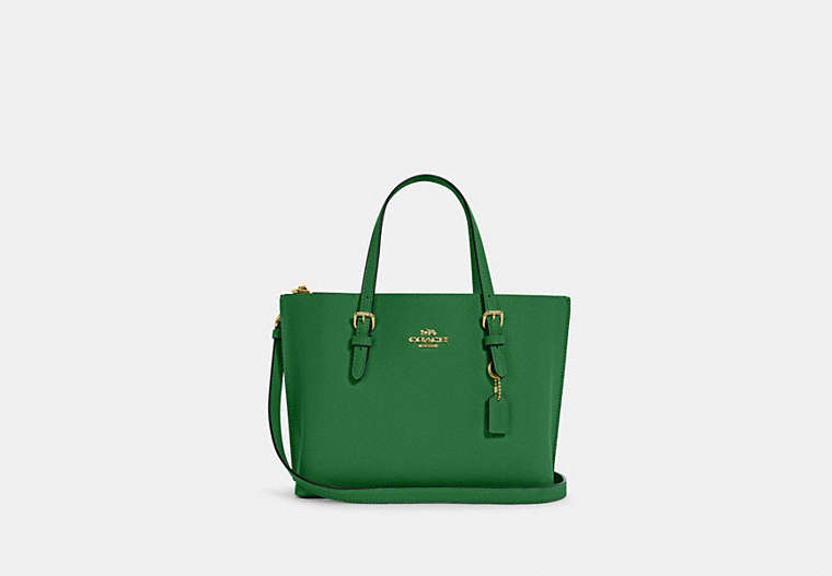 COACH®,MOLLIE TOTE BAG 25,Crossgrain Leather,Medium,Anniversary,Gold/Kelly Green,Front View