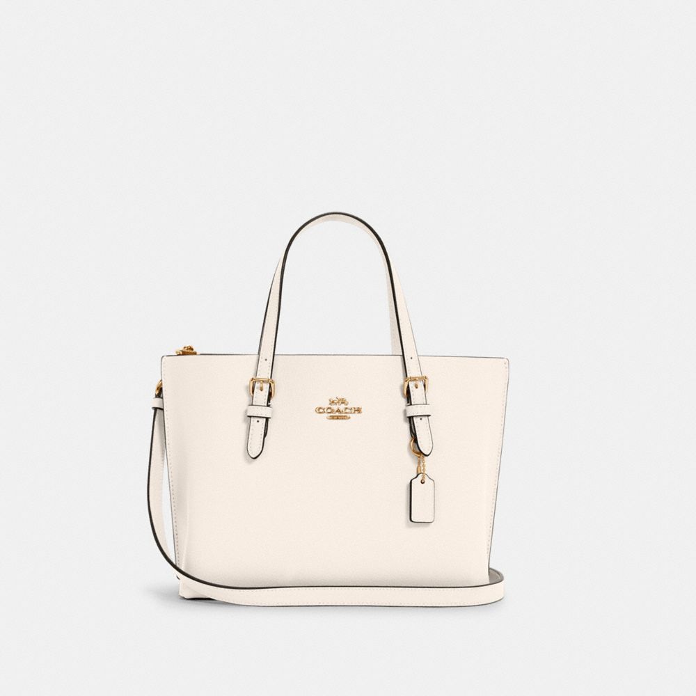 COACH®,FOURRE-TOUT MOLLIE 25,Cuir Cross-grain,Or/Craie Selle pâle,Front View