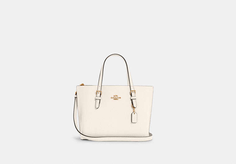COACH®,MOLLIE TOTE 25,Crossgrain Leather,Medium,Anniversary,Gold/Chalk Light Saddle,Front View