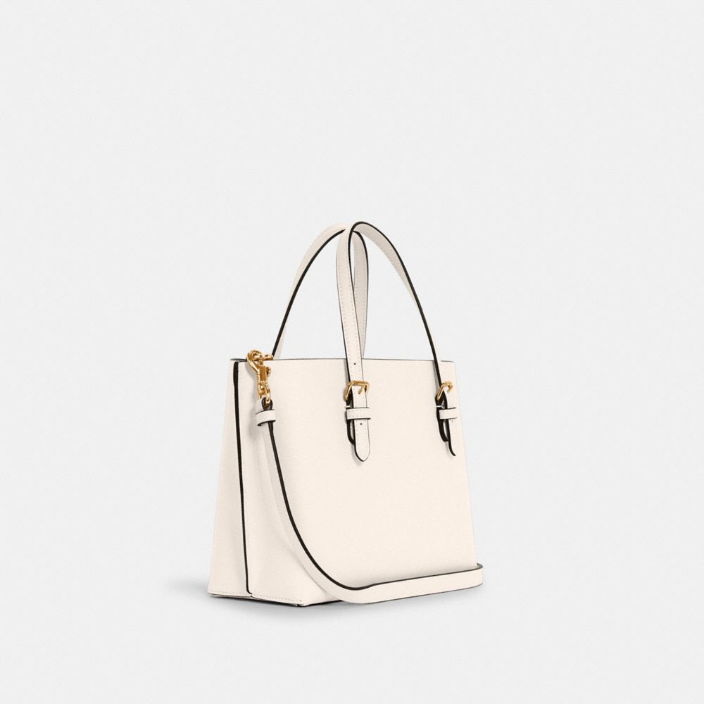 COACH®,MOLLIE TOTE BAG 25,Pebbled Leather,Medium,Anniversary,Gold/Chalk Light Saddle,Angle View