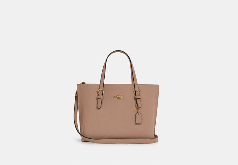 COACH®,MOLLIE TOTE BAG 25,Crossgrain Leather,Medium,Anniversary,Gold/Taupe Oxblood,Front View image number 0
