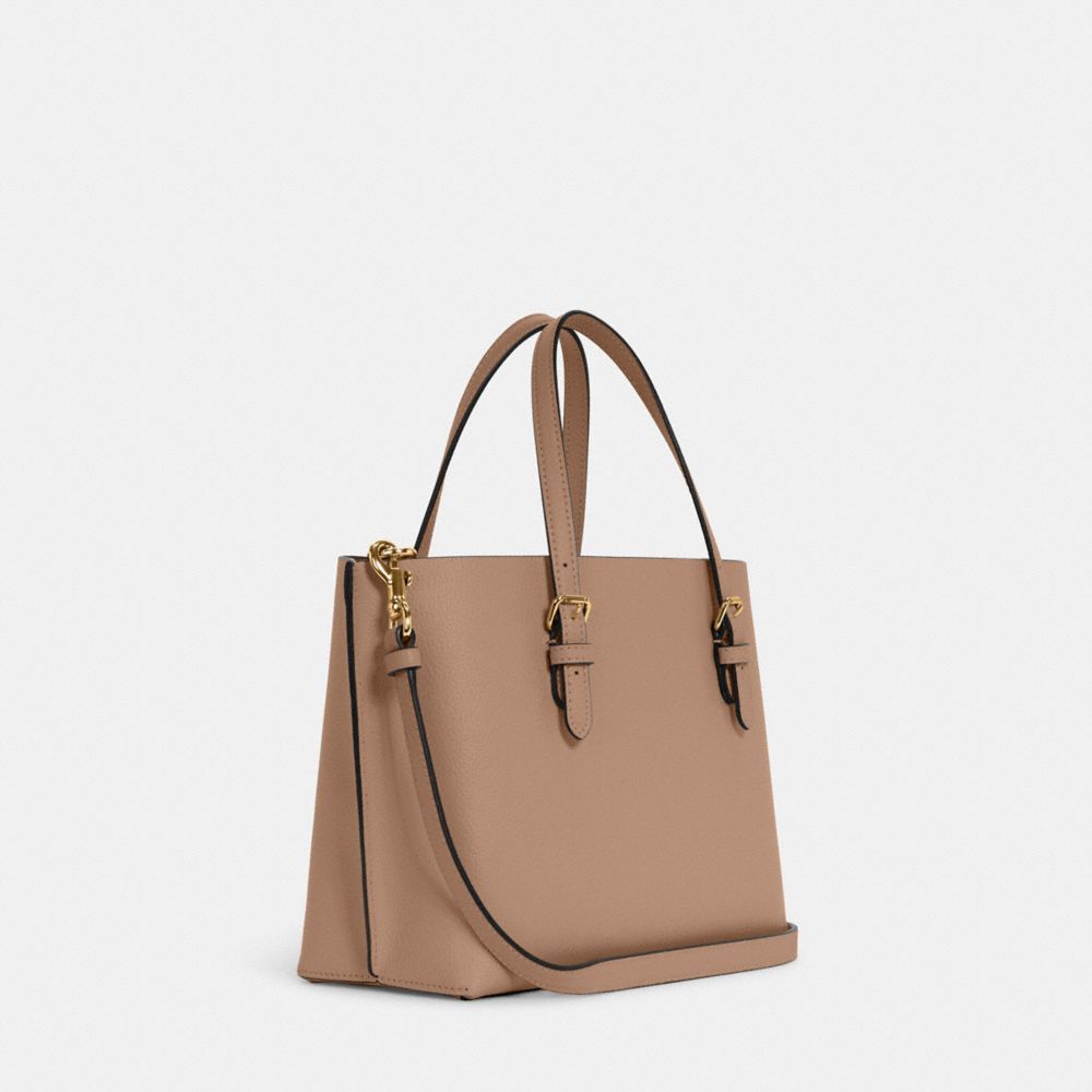 COACH®,MOLLIE TOTE BAG 25,Pebbled Leather,Medium,Anniversary,Gold/Taupe Oxblood,Angle View