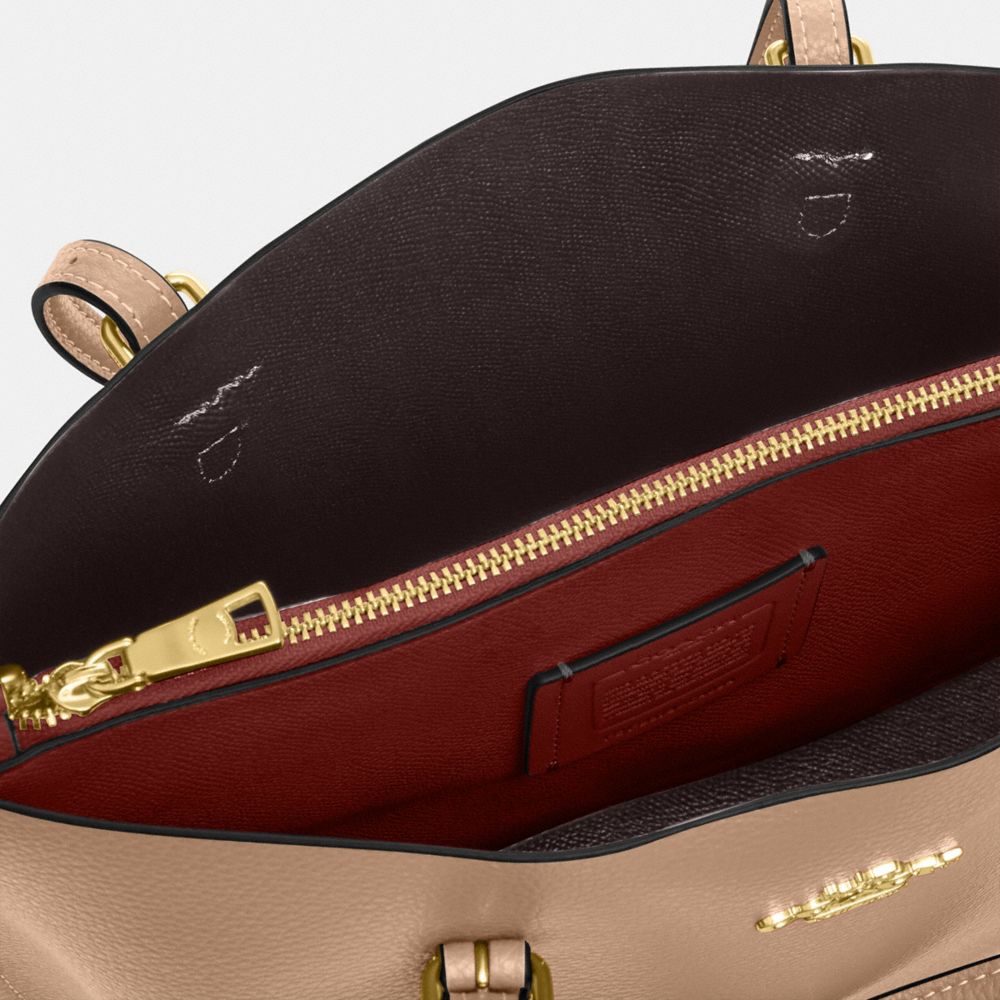COACH®,Mollie Tote Bag 25,Leather,Crossbody,Belt,Gold Metal,Casual,Beige,Closer View