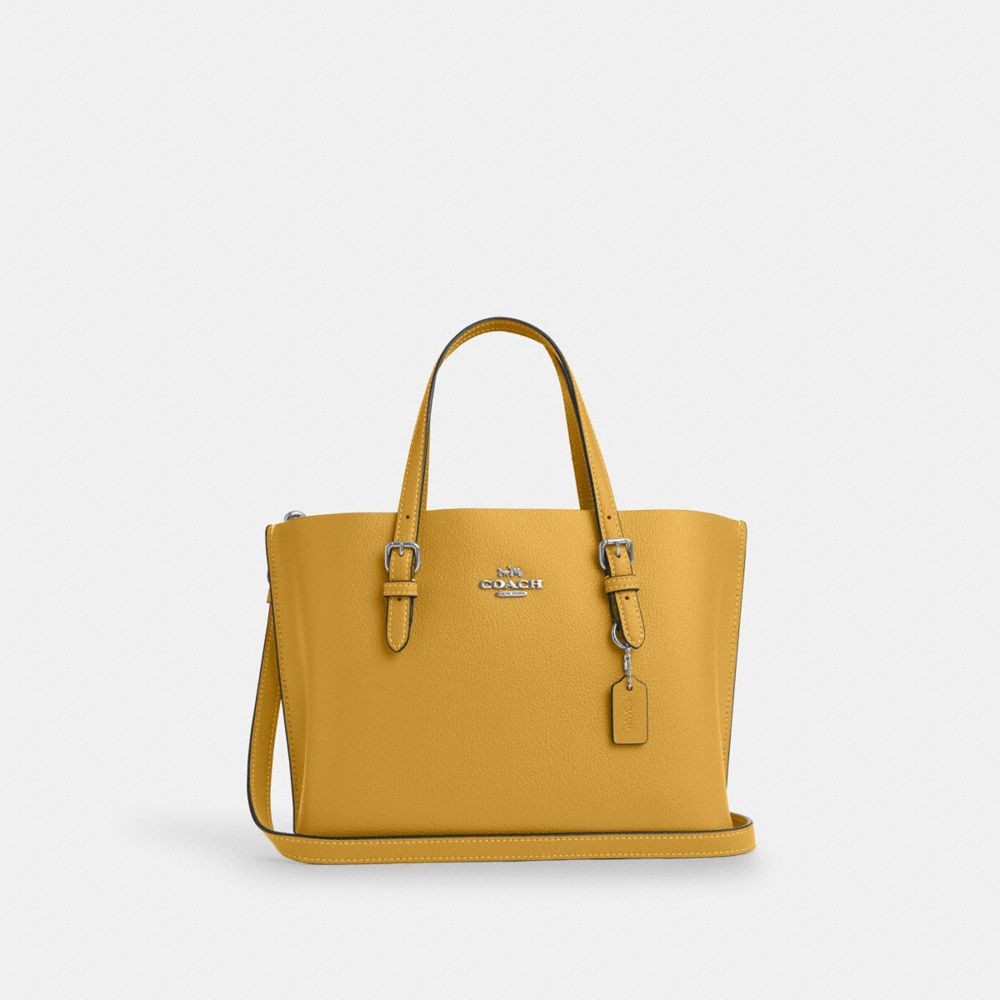 COACH®,Mollie Tote Bag 25,Leather,Crossbody,Belt,Gold Metal,Casual,Yellow,Front View