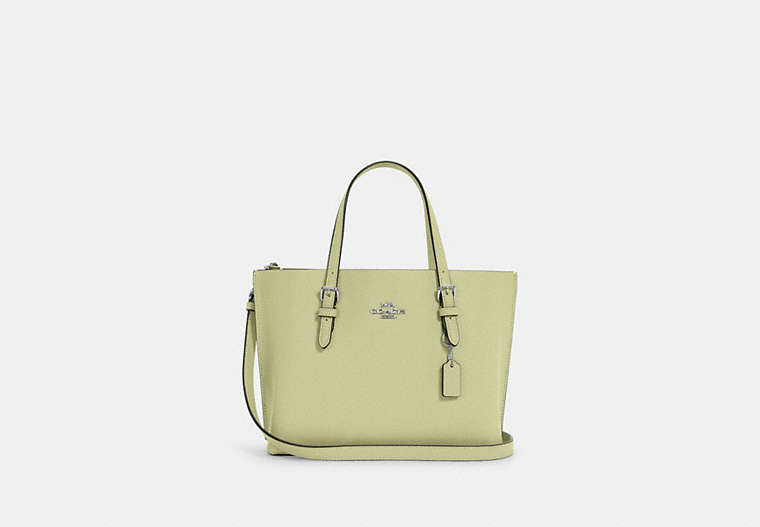COACH®,MOLLIE TOTE BAG 25,Crossgrain Leather,Medium,Anniversary,Silver/Pale Lime,Front View