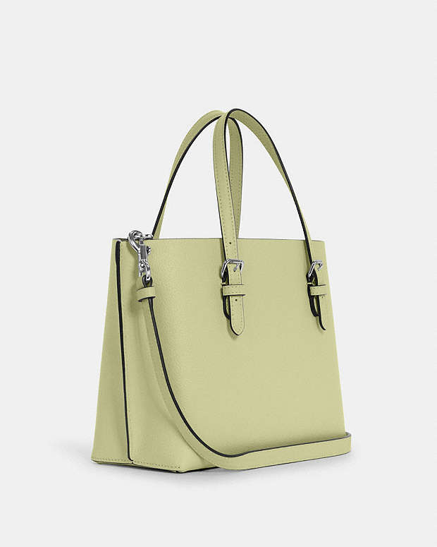 Coach White and Lime Green Leather Large Handbag