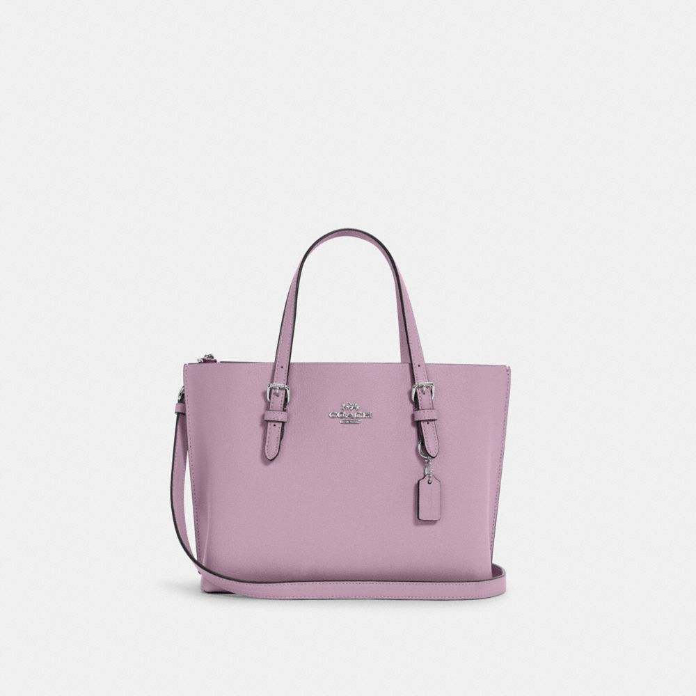 COACH®,MOLLIE TOTE BAG 25,Pebbled Leather,Medium,Anniversary,Silver/Ice Purple,Front View