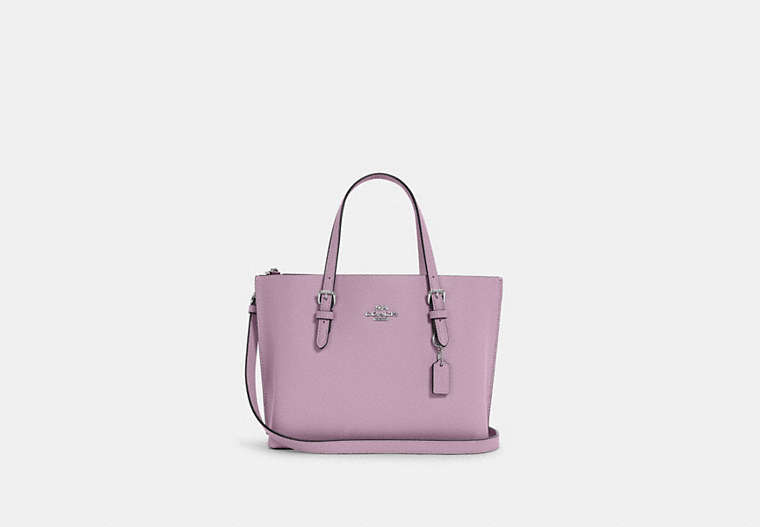 COACH®,MOLLIE TOTE 25,Crossgrain Leather,Medium,Anniversary,Silver/Ice Purple,Front View