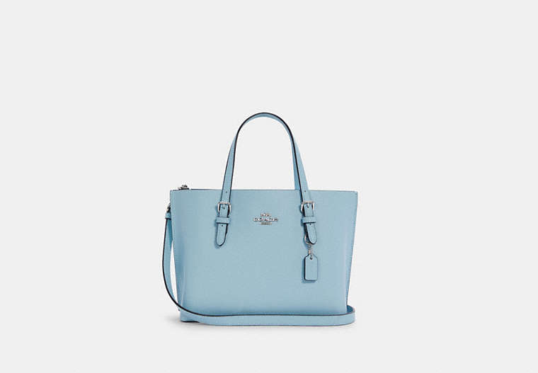 COACH®,MOLLIE TOTE 25,Crossgrain Leather,Medium,Anniversary,Silver/Waterfall/Sky Blue,Front View
