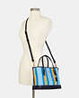 COACH®,MOLLIE TOTE 25 IN SIGNATURE JACQUARD WITH STRIPES,Jacquard/Smooth Leather,Medium,Gold/Blue/Yellow Multi,Alternate View