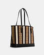 COACH®,MOLLIE TOTE IN SIGNATURE JACQUARD WITH STRIPES,Large,Gold/Khaki Black Multi,Angle View