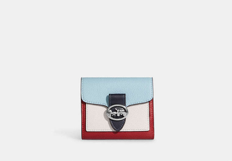 COACH®,GEORGIE SMALL WALLET IN COLORBLOCK,Silver/Chalk Multi,Front View
