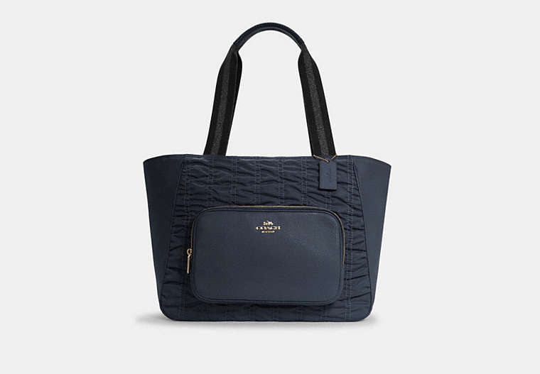 COACH®,COURT TOTE WITH RUCHING,Large,Gold/Midnight,Front View
