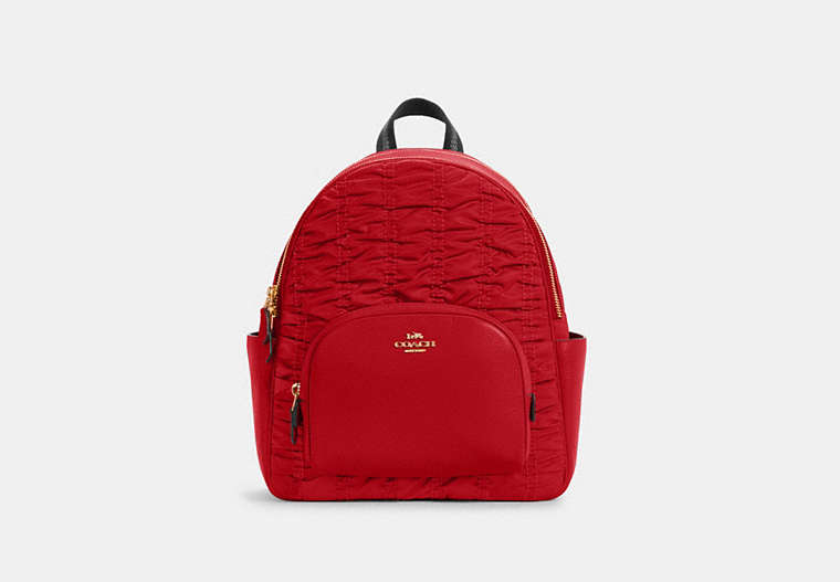 COACH®,COURT BACKPACK WITH RUCHING,Large,Gold/1941 Red,Front View