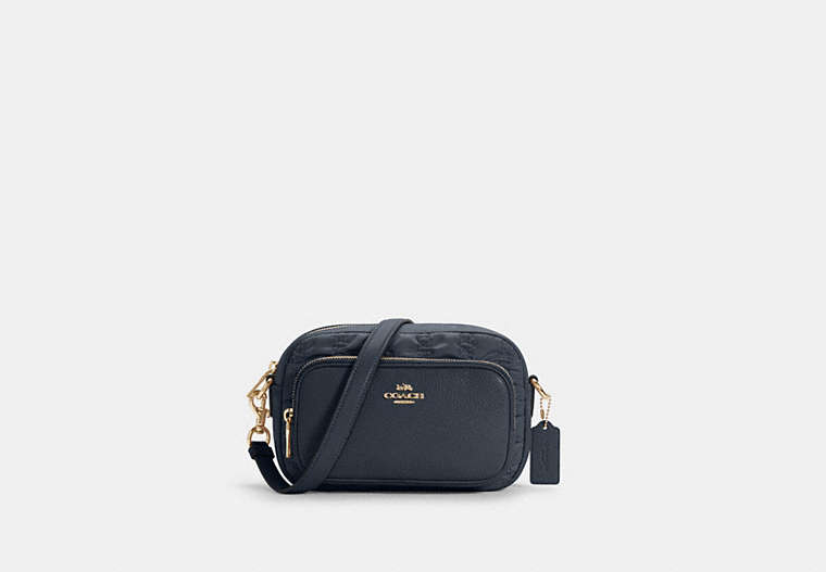 COACH®,COURT CROSSBODY WITH RUCHING,Nylon/Leather,Medium,Gold/Midnight,Front View