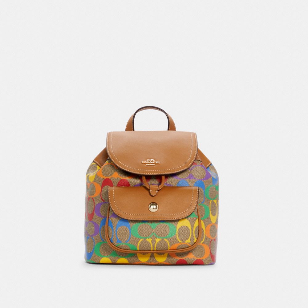 COACH Pennie Backpack 22 In Rainbow Signature Canvas