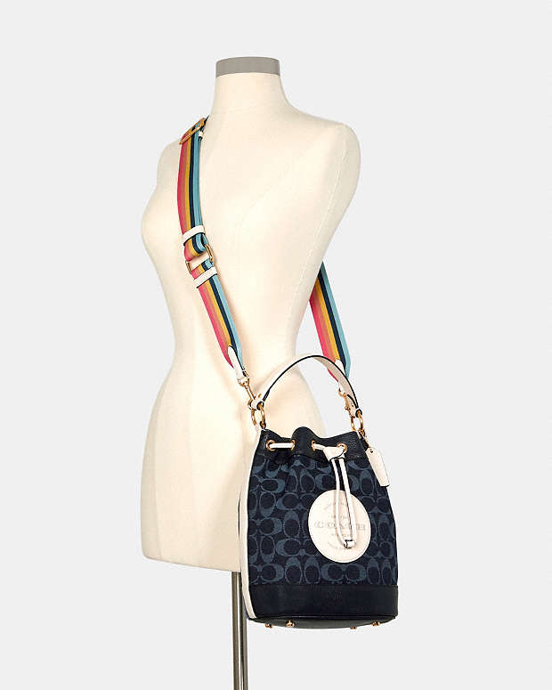 COACH® Outlet | Dempsey Drawstring Bucket Bag In Signature Denim