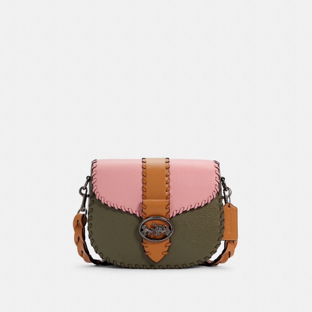 Georgie Saddle Bag In Colorblock With Whipstitch