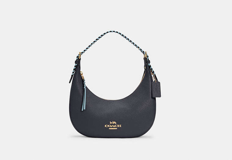COACH®,BAILEY HOBO WITH WHIPSTITCH,Pebble Leather,Medium,Gold/Midnight/Waterfall Multi,Front View
