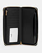 COACH®,DEMPSEY LARGE PHONE WALLET,Pebbled Leather,Gold/Black,Inside View,Top View