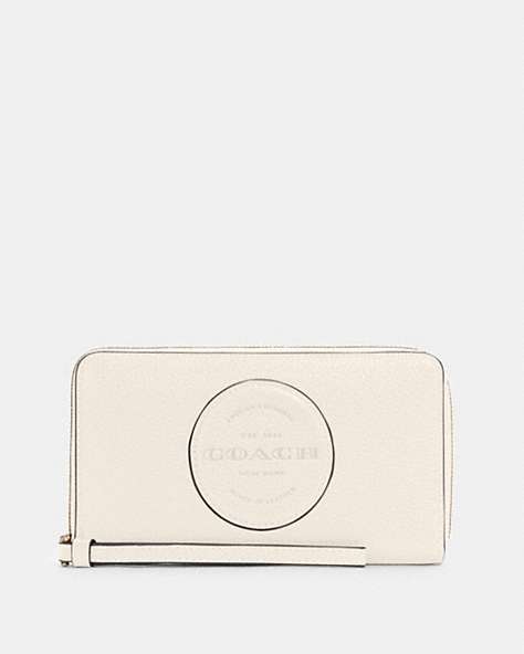 COACH®,DEMPSEY LARGE PHONE WALLET,Pebbled Leather,Gold/Chalk,Front View