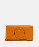 COACH®,DEMPSEY LARGE PHONE WALLET,Pebbled Leather,Im/Light Orange,Front View