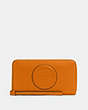 COACH®,DEMPSEY LARGE PHONE WALLET,Pebbled Leather,Im/Light Orange,Front View