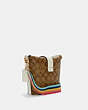 COACH®,COACH X PEANUTS ADDIE CROSSBODY IN SIGNATURE CANVAS WITH VARSITY PATCHES,n/a,Small,Gold/Khaki Chalk Multi,Angle View